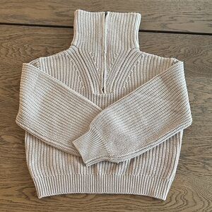 Children's Organic Beige High-Neck Sweater
